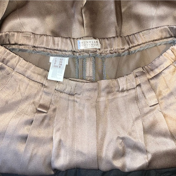 Brunello Cucinelli | Silk Trousers | Brown - Picture 7 of 8